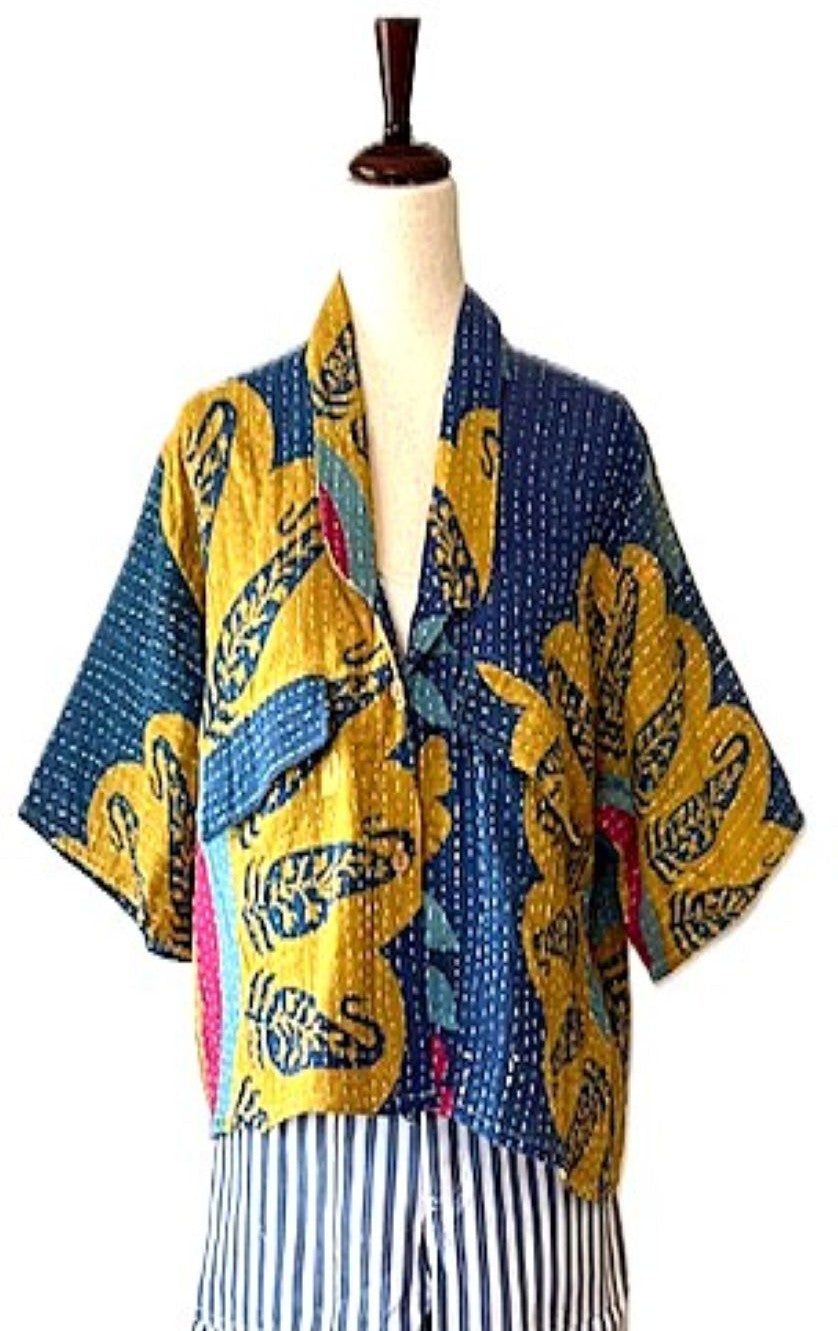 Kantha Bae Clarity Crop Tops Are Fully Reversible "Camp" Shirts (Royal Gold)