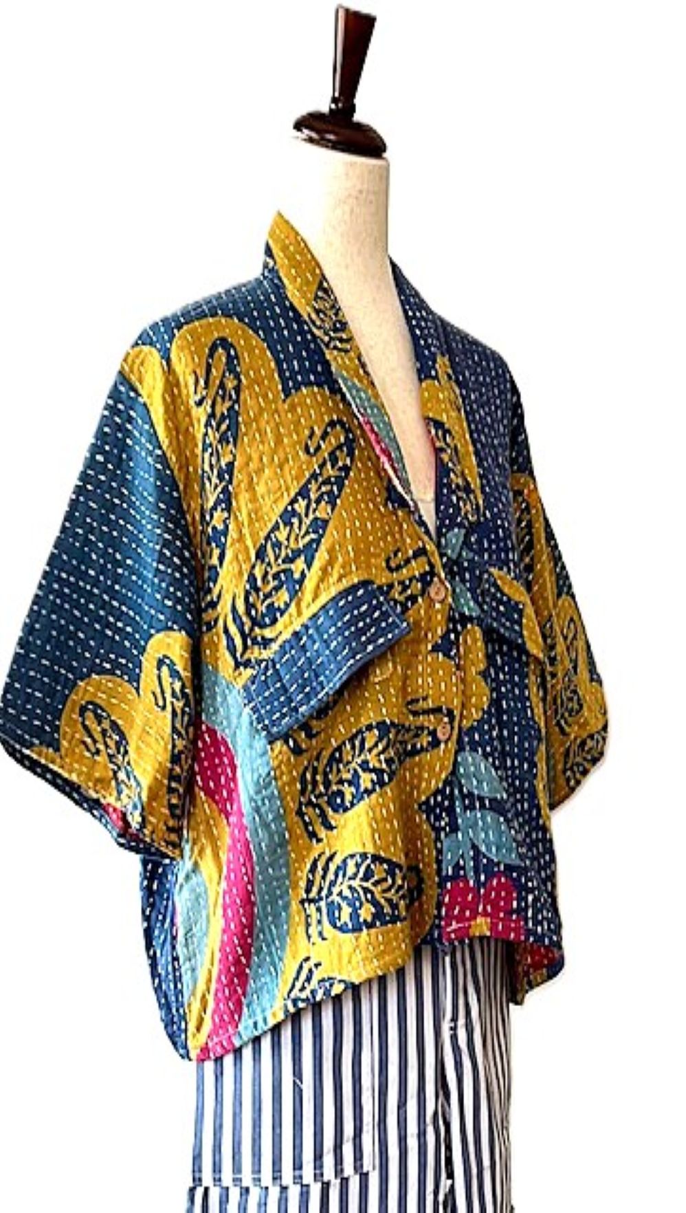 Kantha Bae Clarity Crop Tops Are Fully Reversible "Camp" Shirts (Royal Gold)