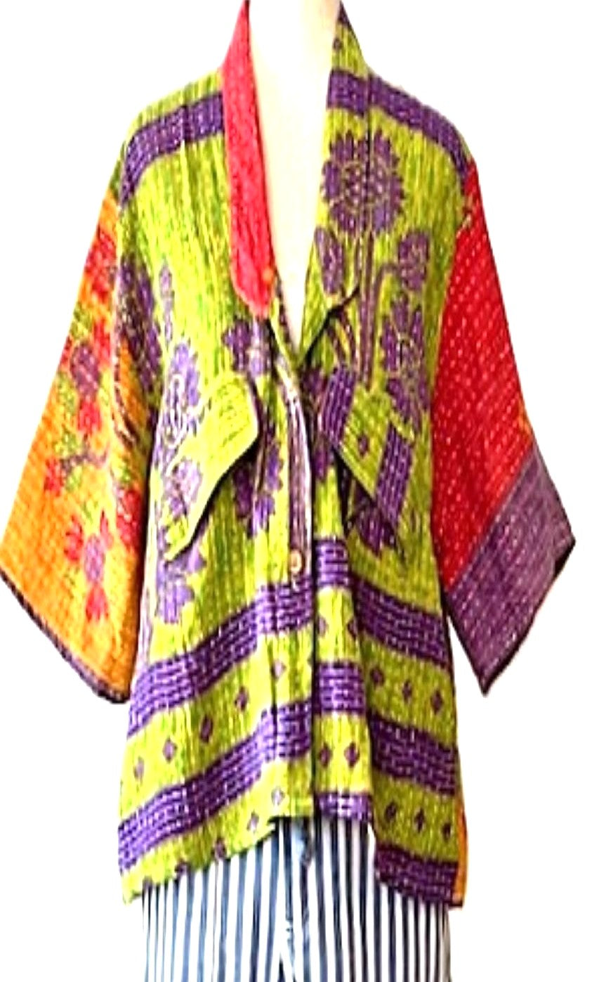 Kantha Bae Clarity Crop Tops Are Fully Reversible "Camp" Shirts (Lime Purple)