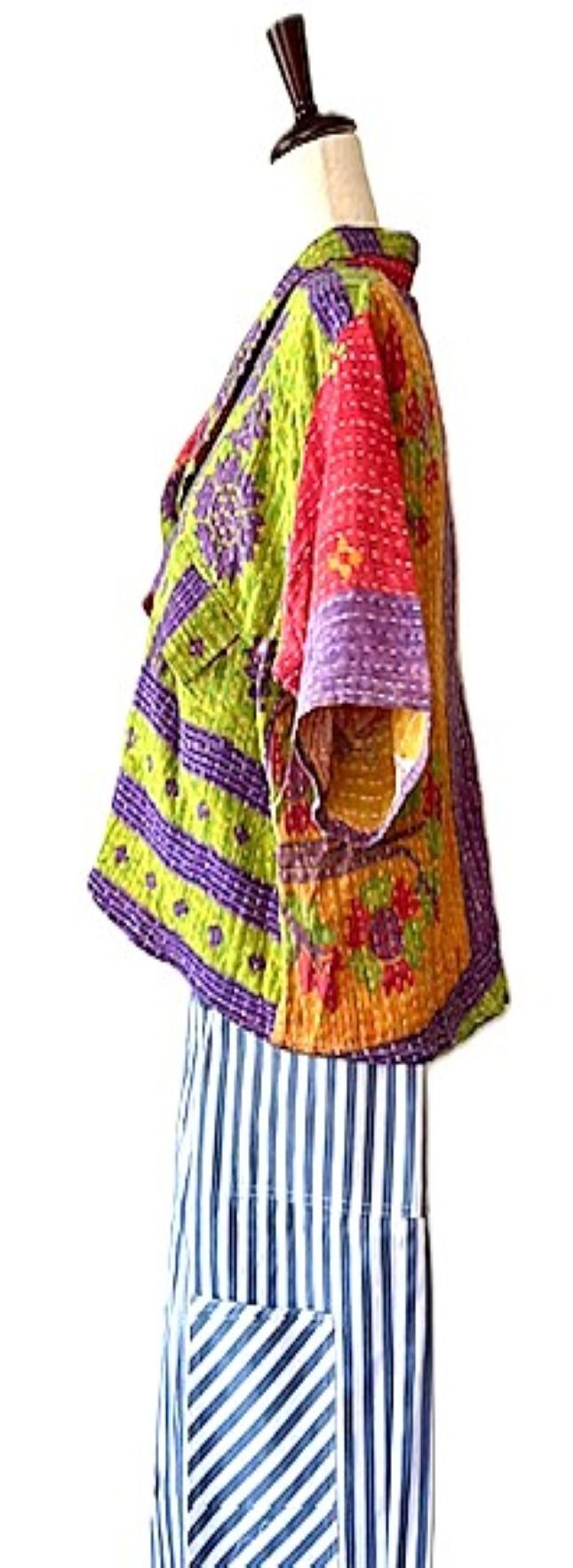 Kantha Bae Clarity Crop Tops Are Fully Reversible "Camp" Shirts (Lime Purple)