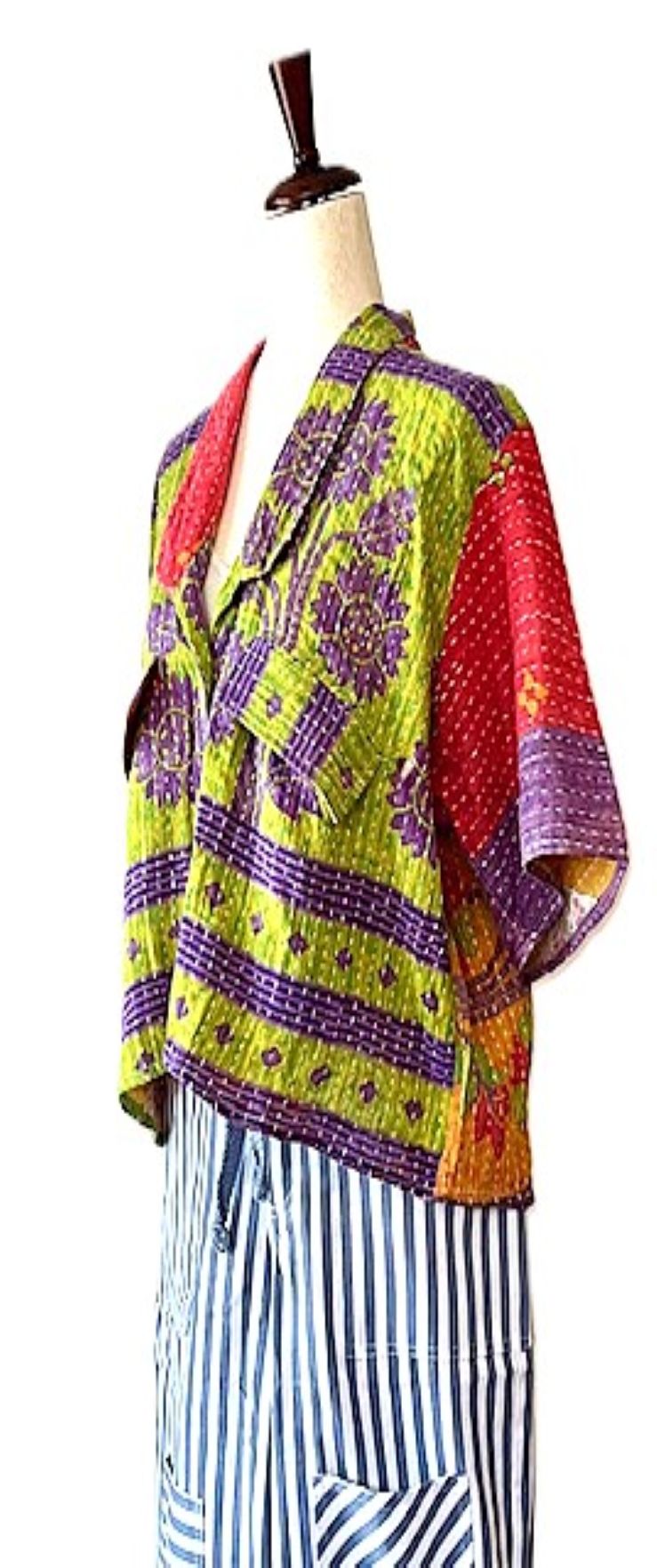 Kantha Bae Clarity Crop Tops Are Fully Reversible "Camp" Shirts (Lime Purple)