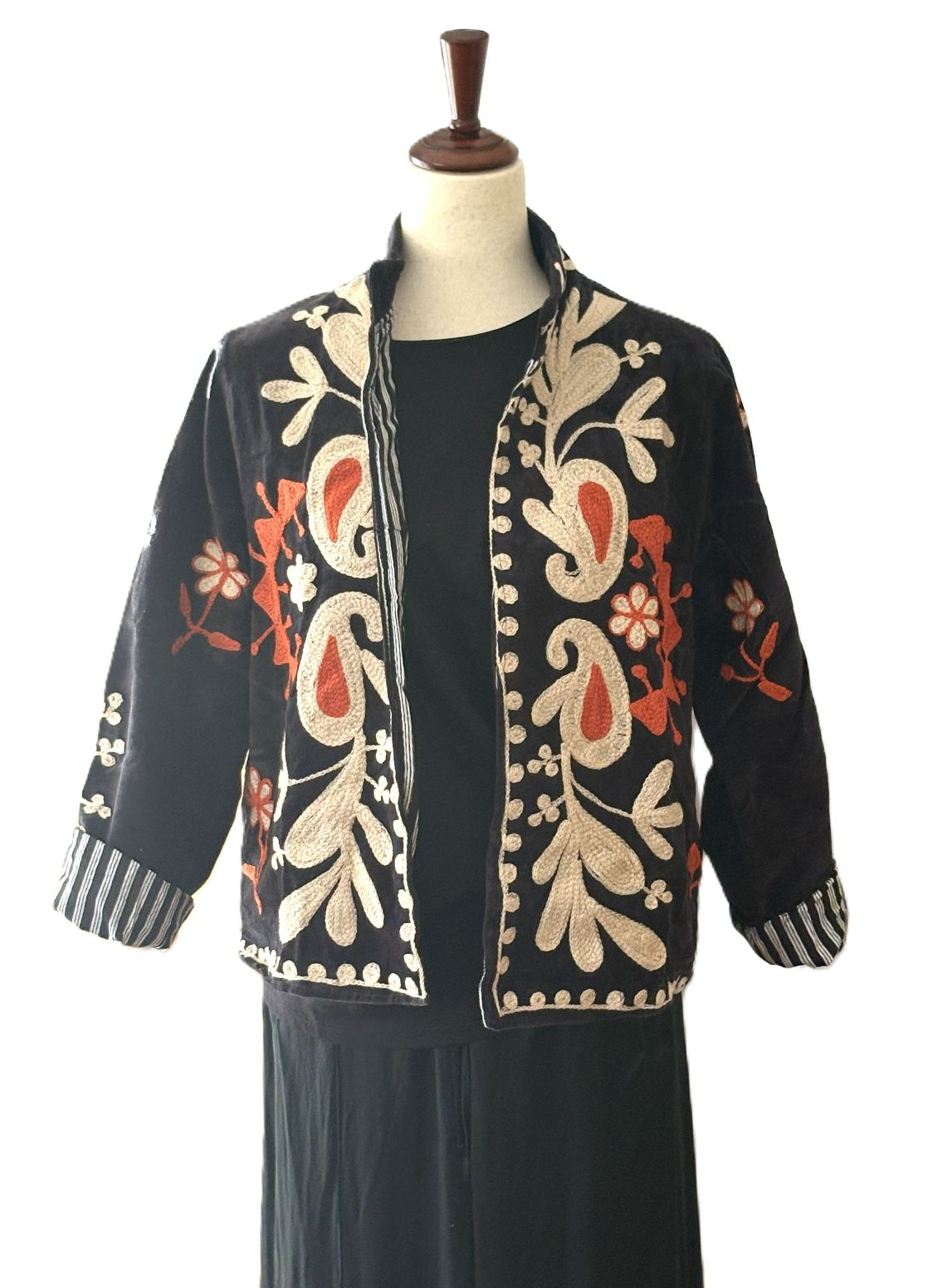 Jacket, Wearable Art Suzani Work Jacket, A Blend Of Traditional Art And Contemporary Fashion. (Copy)