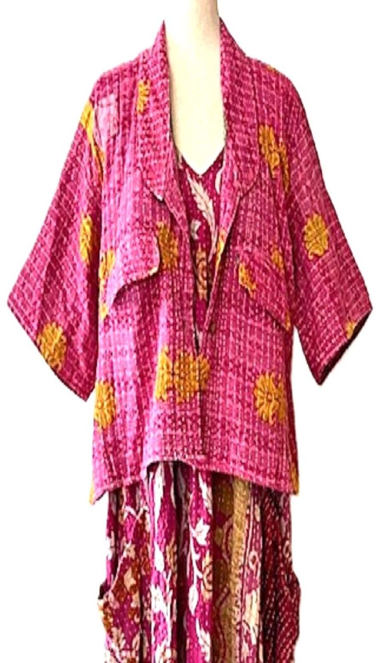 Kantha Bae Clarity Crop Tops Are Fully Reversible "Camp" Shirts (Pink Yellow)