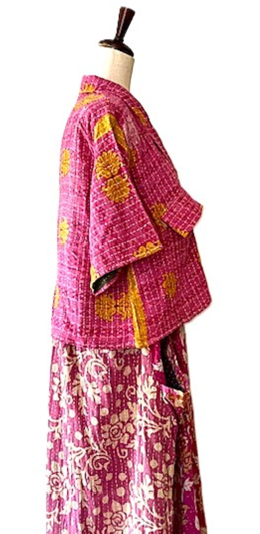 Kantha Bae Clarity Crop Tops Are Fully Reversible "Camp" Shirts (Pink Yellow)