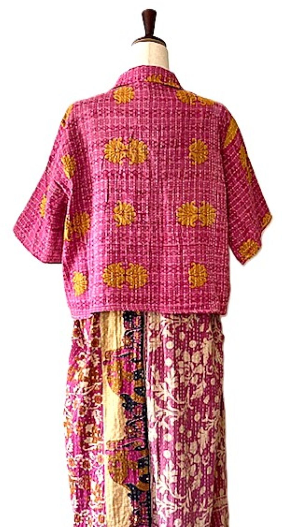 Kantha Bae Clarity Crop Tops Are Fully Reversible "Camp" Shirts (Pink Yellow)