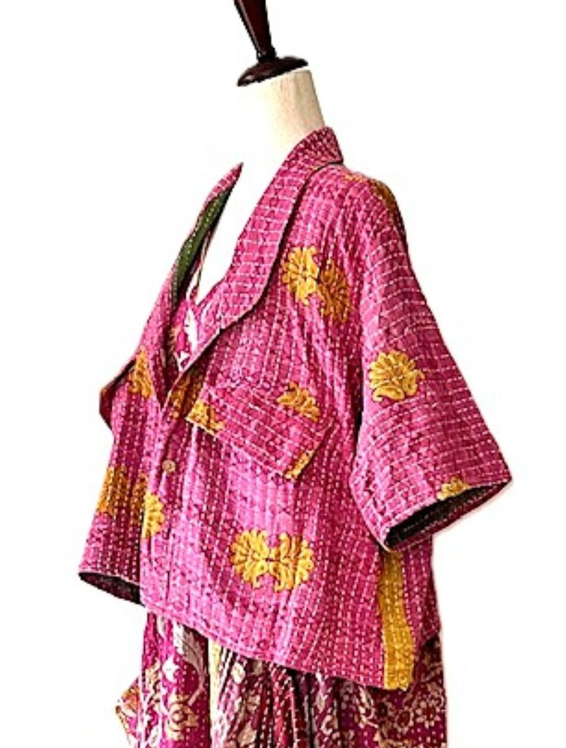 Kantha Bae Clarity Crop Tops Are Fully Reversible "Camp" Shirts (Pink Yellow)