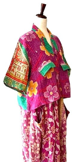 Kantha Bae Clarity Crop Tops Are Fully Reversible "Camp" Shirts (Fuschia)