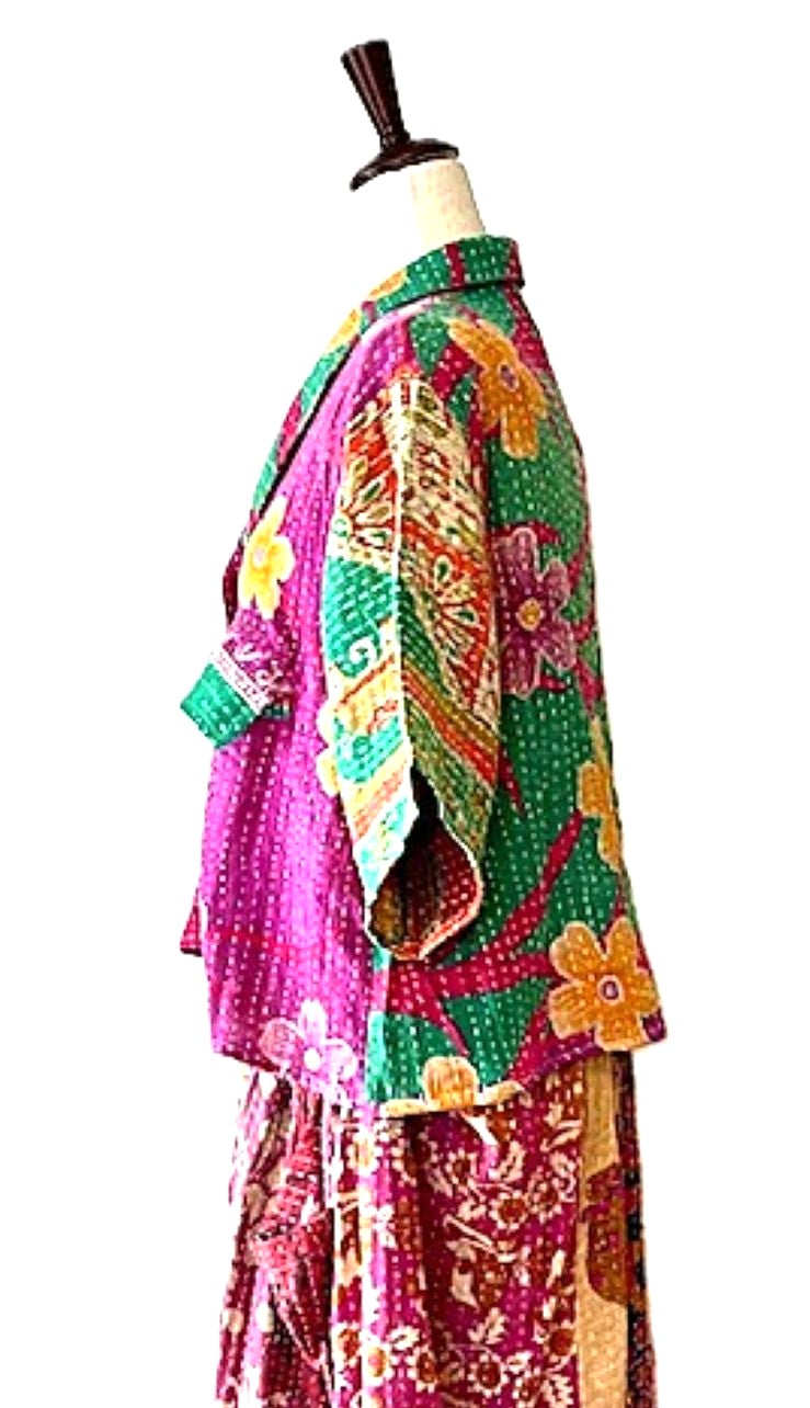 Kantha Bae Clarity Crop Tops Are Fully Reversible "Camp" Shirts (Fuschia)