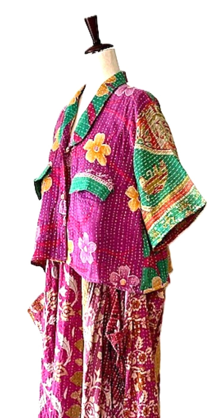 Kantha Bae Clarity Crop Tops Are Fully Reversible "Camp" Shirts (Fuschia)