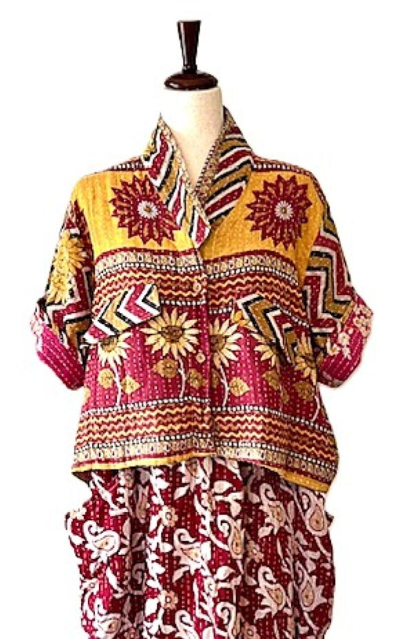 Kantha Bae Clarity Crop Tops Are Fully Reversible "Camp" Shirts (Wine Bronze)
