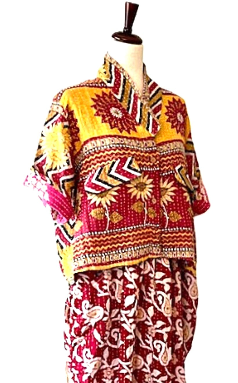 Kantha Bae Clarity Crop Tops Are Fully Reversible "Camp" Shirts (Wine Bronze)