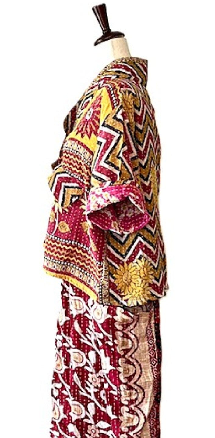 Kantha Bae Clarity Crop Tops Are Fully Reversible "Camp" Shirts (Fuschia) (Copy)