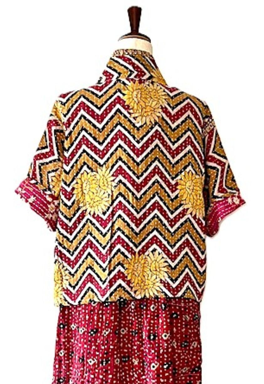 Kantha Bae Clarity Crop Tops Are Fully Reversible "Camp" Shirts (Fuschia) (Copy)