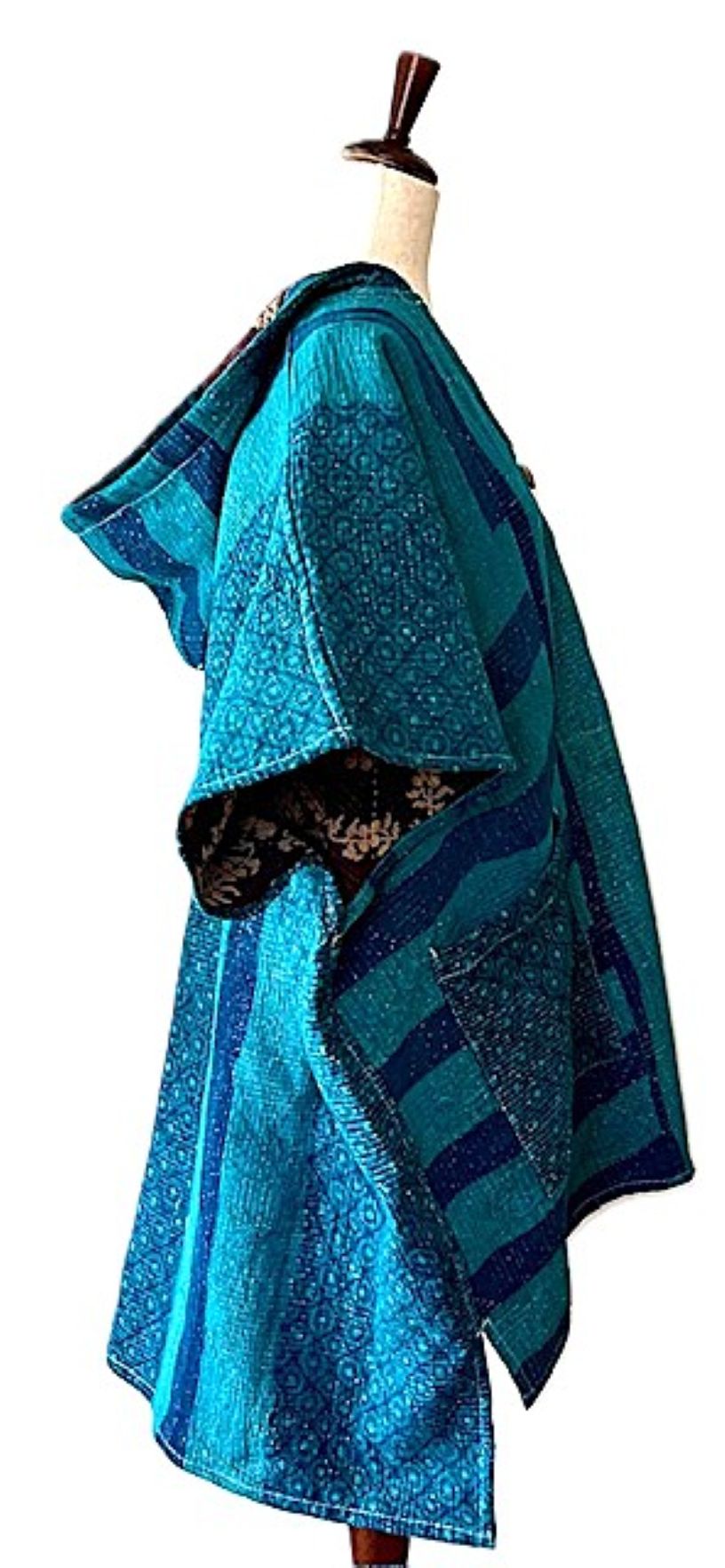 Kantha Bae Peace and Love Poncho. (Turquoise)