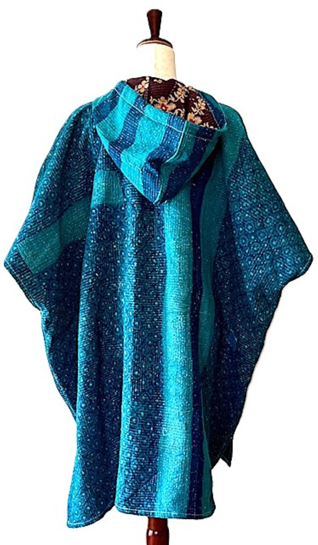 Kantha Bae Peace and Love Poncho. (Turquoise)