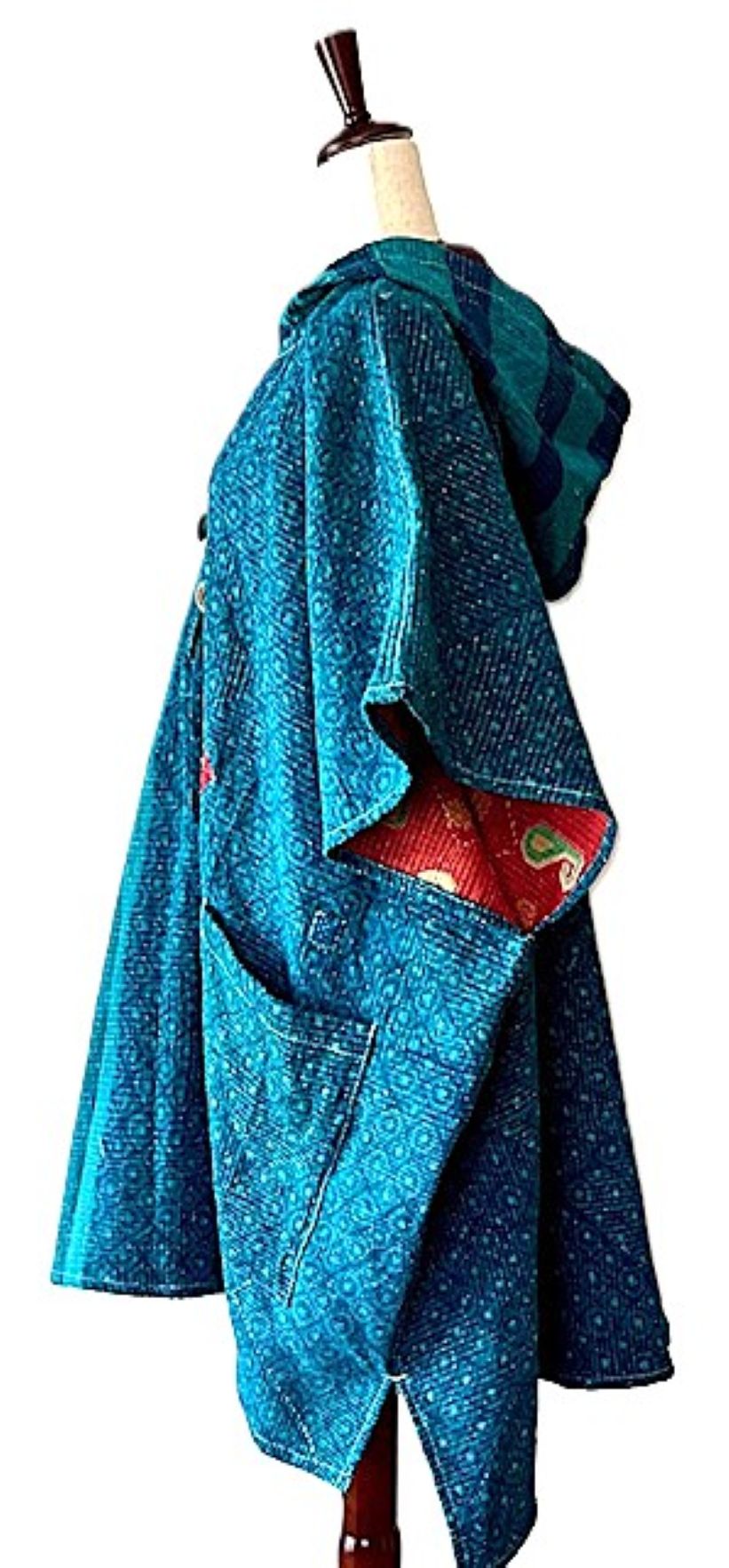 Kantha Bae Peace and Love Poncho. (Turquoise)