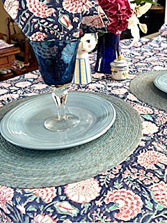 Table, Fresh and Lively Handmade Block Print Table Cloth With 6 Matching Napkins (60 X 90) A Favorite. (Copy)