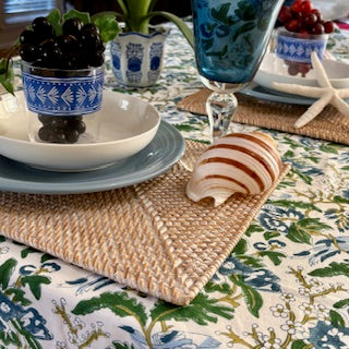Table, Fresh and Lively Handmade Block Print Table Cloth With 6 Matching Napkins 60 X 90) A Favorite.