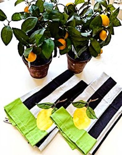 Life Dealing You Lemons? Lucky you! Full Apron Tea Towels Set. Tablecloth And Napkins.
