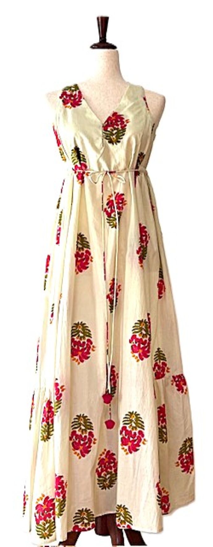 Chic Midi Dress In Cream With A Floral Rose Print Is Adorable.