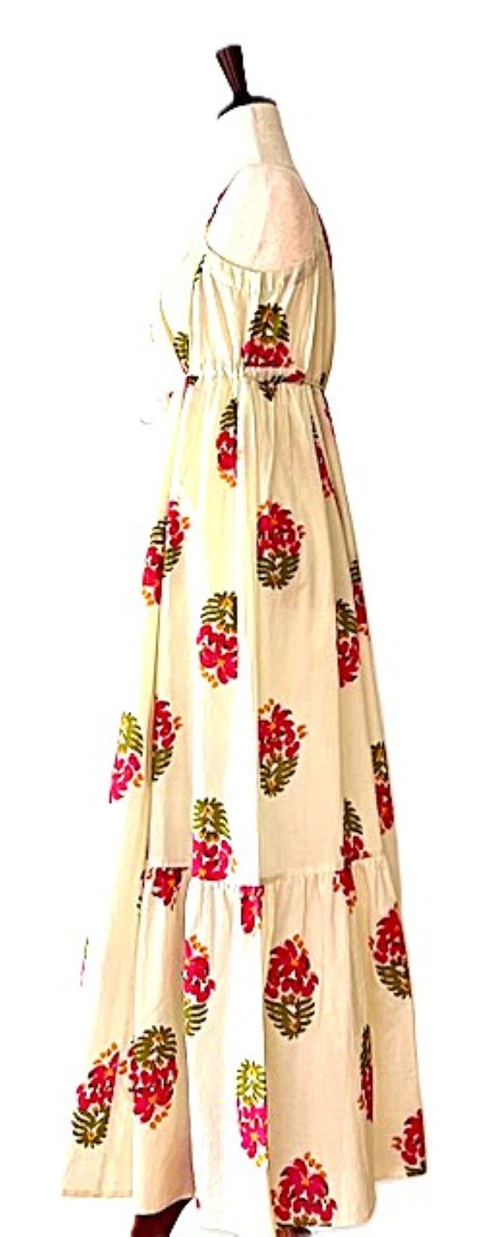 Chic Midi Dress In Cream With A Floral Rose Print Is Adorable.