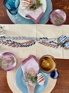 Table, Blend of Silk and Linen Runner Embroidered To Perfection. Gorgeous