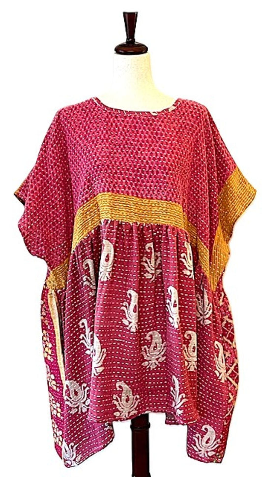 Kantha Bae  Quilt Mini Dress. Comfortable, Soft, and Very Chic (Rose Gold)