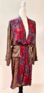 Luxury Silk Kimono Duster: Rich Print Mix