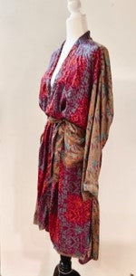 Luxury Silk Kimono Duster: Rich Print Mix