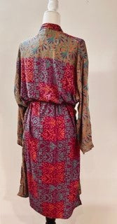 Luxury Silk Kimono Duster: Rich Print Mix