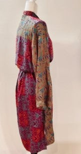 Luxury Silk Kimono Duster: Rich Print Mix