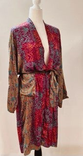 Luxury Silk Kimono Duster: Rich Print Mix