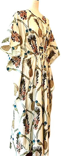 Maxi Tunnel Empire Caftan Is "Uptown Chic". (Pineapple Print)