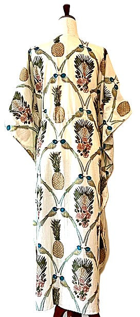Maxi Tunnel Empire Caftan Is "Uptown Chic". (Pineapple Print)