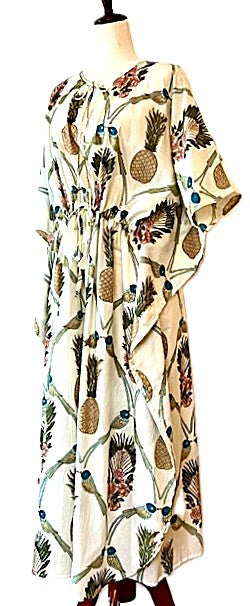 Maxi Tunnel Empire Caftan Is "Uptown Chic". (Pineapple Print)
