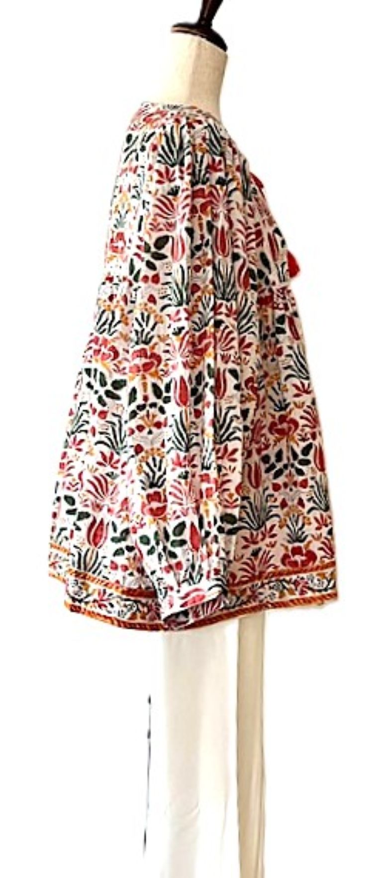 Block Printed Bohemian Summer Top . Updated. Embroidered By Hand.