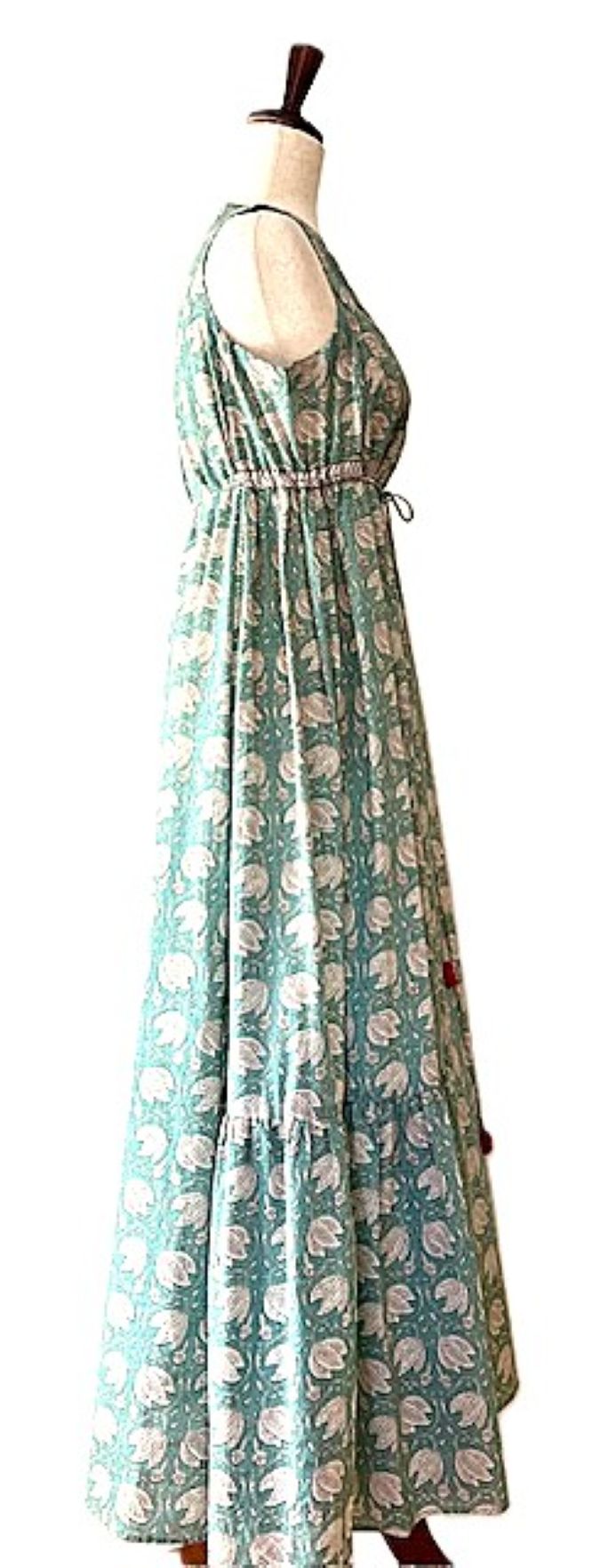 Cotton Tiered Sleeveless Maxi Dress. (Mint)