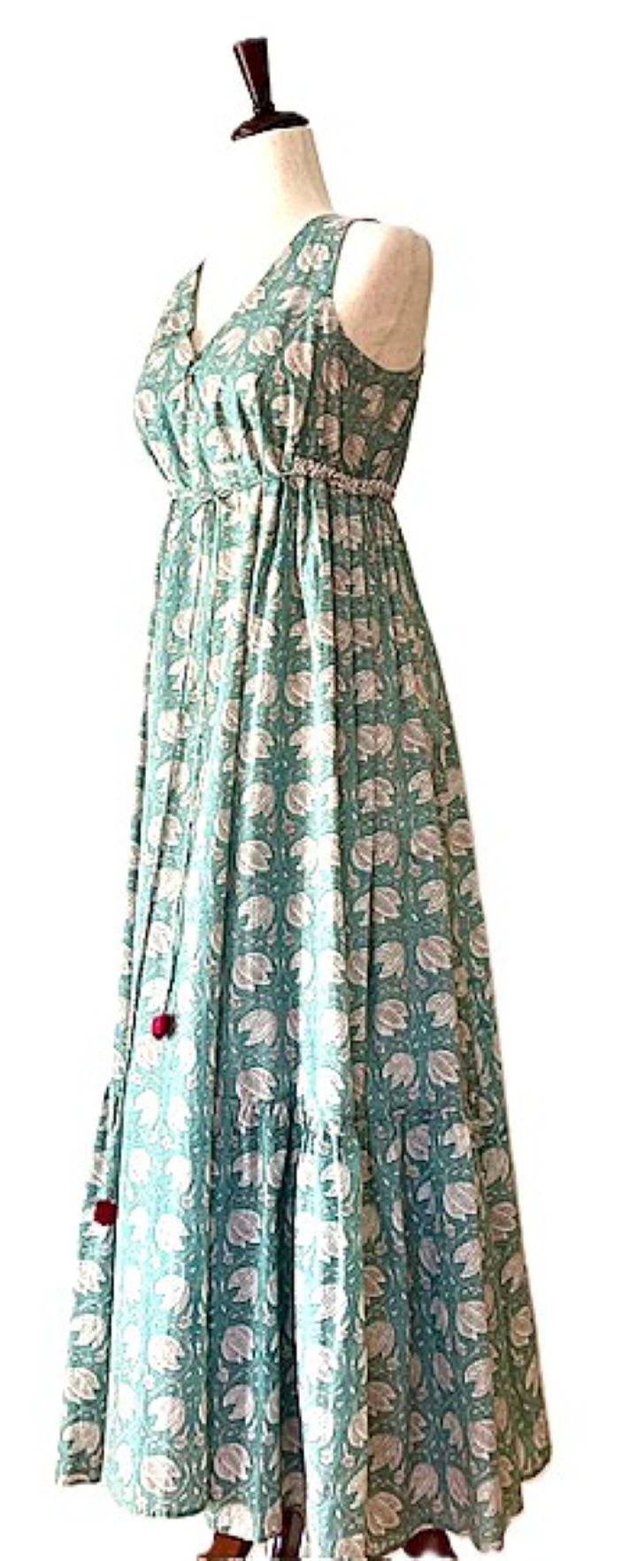 Cotton Tiered Sleeveless Maxi Dress. (Mint)