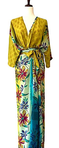 Kantha Bae New Alchemy Crepe Silk Kimono Offers Two Clever Styling Options. (Yellow)