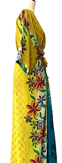 Kantha Bae New Alchemy Crepe Silk Kimono Offers Two Clever Styling Options. (Yellow)