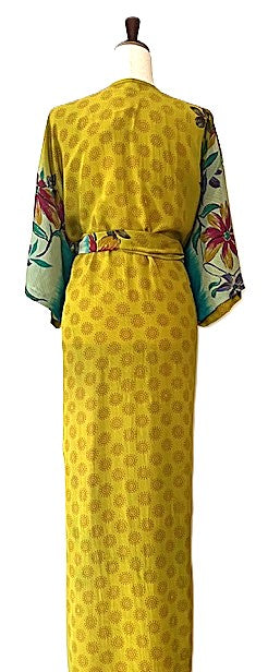 Kantha Bae New Alchemy Crepe Silk Kimono Offers Two Clever Styling Options. (Yellow)