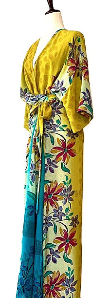 Kantha Bae New Alchemy Crepe Silk Kimono Offers Two Clever Styling Options. (Yellow)