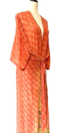 Kantha Bae New Alchemy Crepe Silk Kimono Offers Two Clever Styling Options. (Orange)