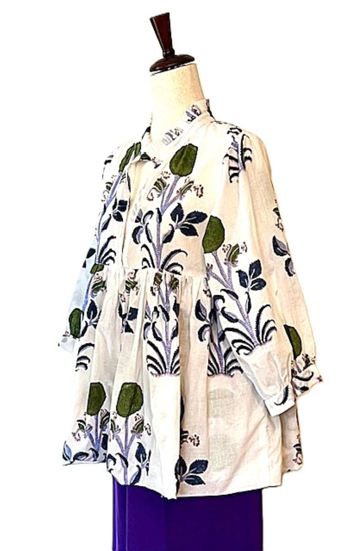 Smart Block Printed Cotton Top, Flattering And Cool. (Blue or Pink)