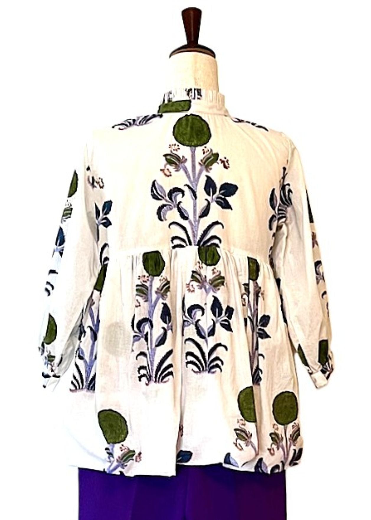 Smart Block Printed Cotton Top, Flattering And Cool. (Blue or Pink)