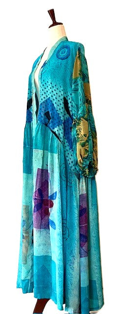 Kantha Bae Evermore Silk Kimono Is Luxurious and Romantic (Turquoise)
