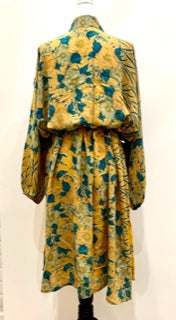 Top of the Line Silk Kimono Duster, Rich Mixed Print (Royal)