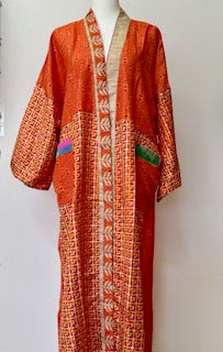 Luxury Mixed Print Silk Kimono Duster Shows Off Textures