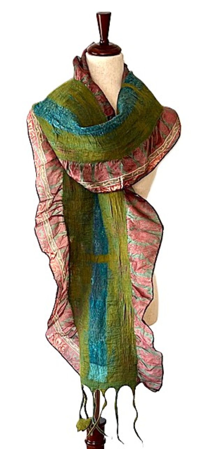 Artisan Sari Collage Scarves. Light In Beautiful Colors. (3 Colors Available)