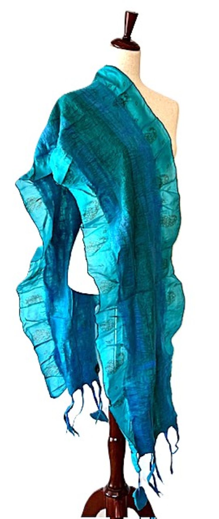 Artisan Sari Collage Scarves. Light In Beautiful Colors. (3 Colors Available)